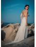 Ivory Lace Chiffon Open Back Dreamy Wedding Dress